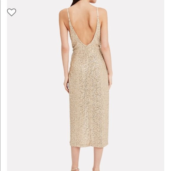 Jonathan Simkhai Gold Sequin Slip Wrap Dress - Picture 14 of 16